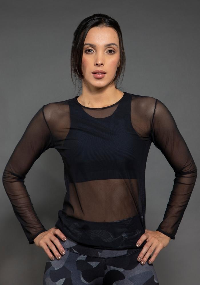 blusa transparente negra