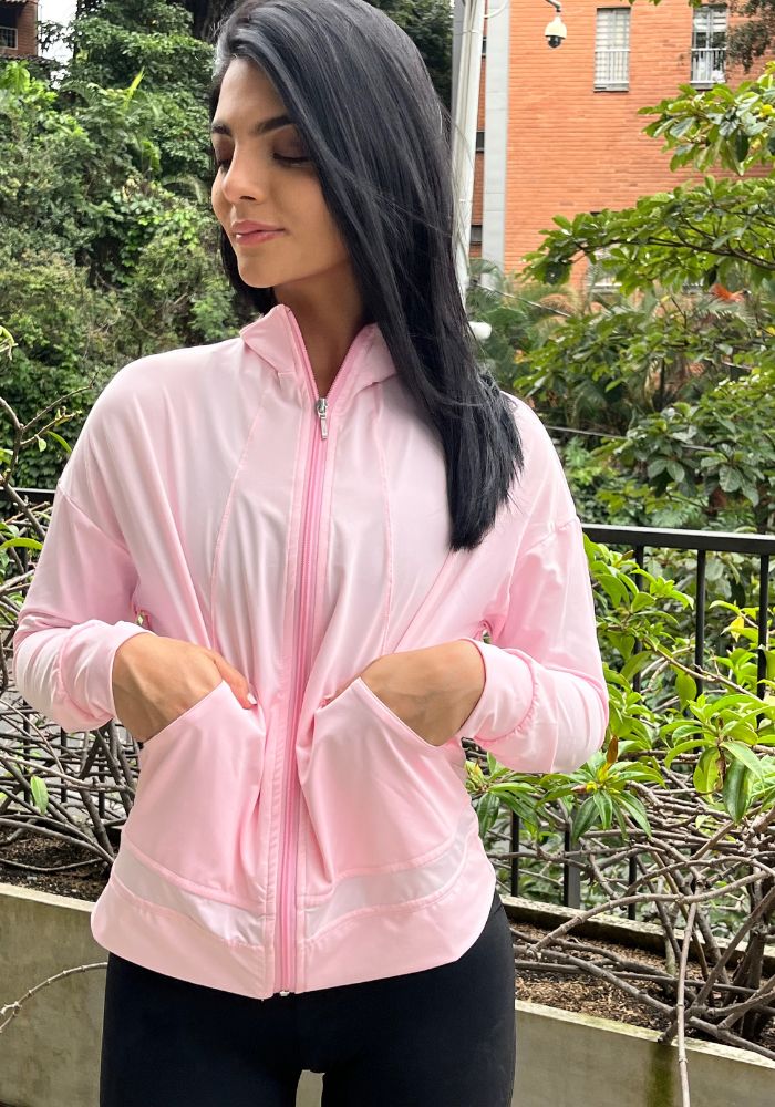 Chaqueta Deportiva Rosada con Bolsillos