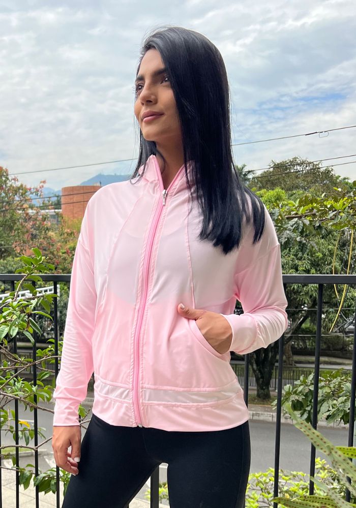 Chaqueta Deportiva Rosada con Bolsillos