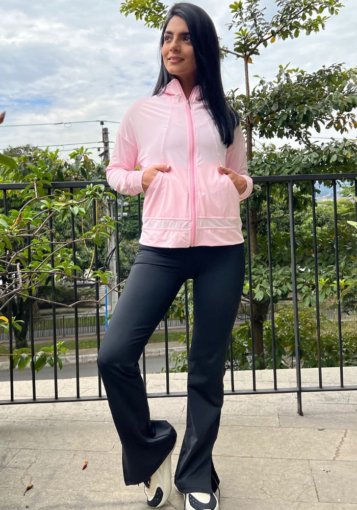 Chaqueta Deportiva Rosada con Bolsillos