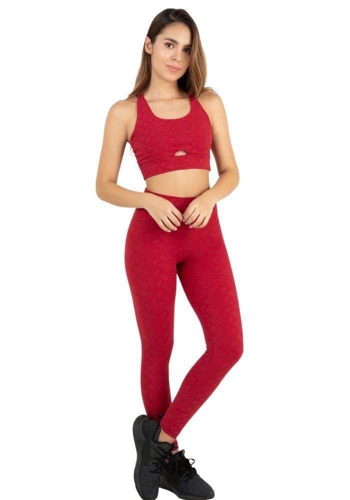 Leging deportivo en con textura para mujer color vino - Tienda online de ropa deportiva Kinema
