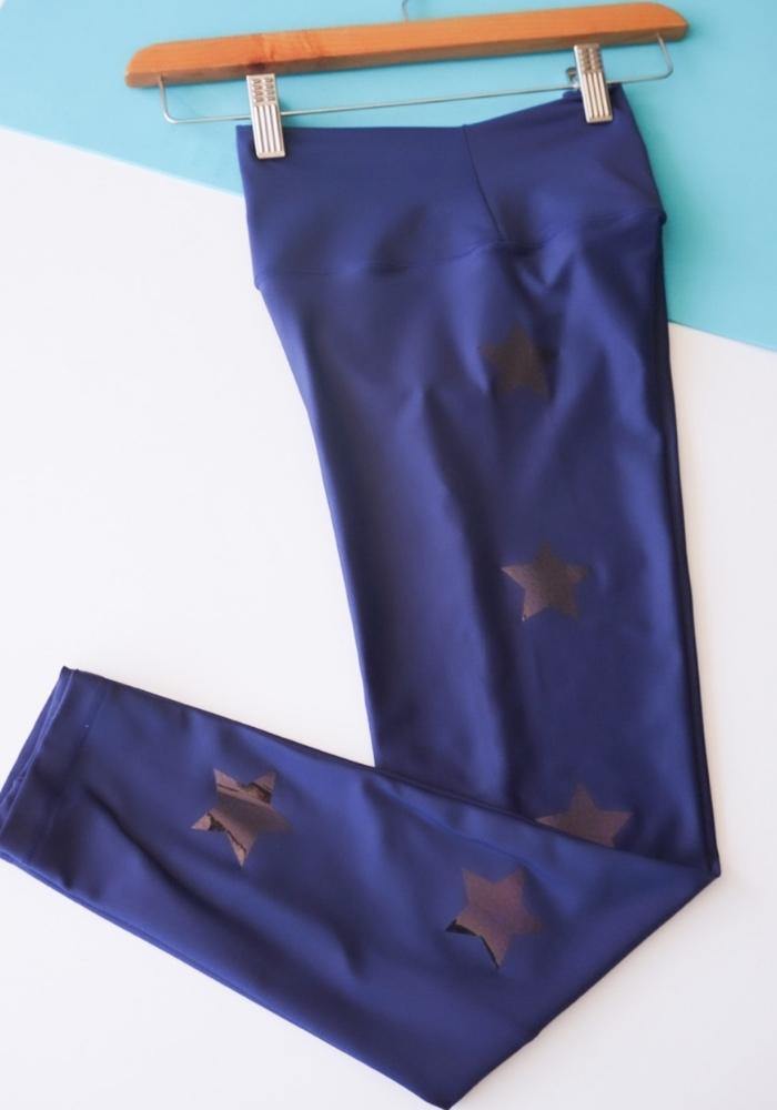 Legging deportivo para mujer tiro alto en tela fria color azul - Tienda online de ropa deportiva Kinema