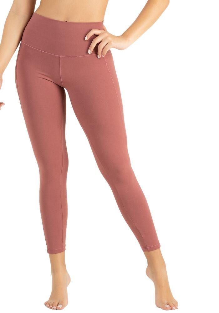 Legging deportivo tiro alto para mujer en tela suplex color rosa - Tienda online de ropa deportiva Kinema