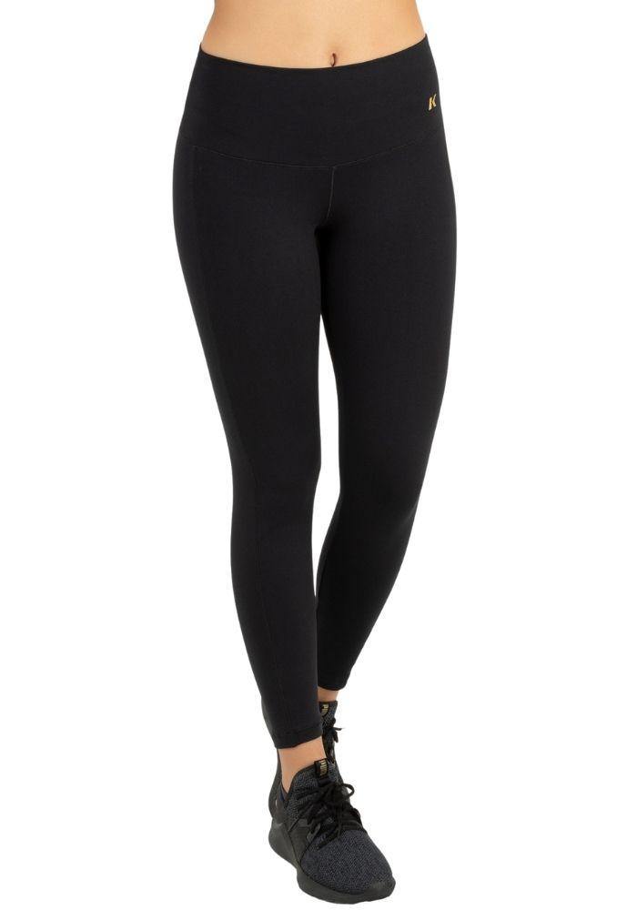 Legging deportivo tiro alto para mujer en tela suplex color negro - Tienda online de ropa deportiva Kinema